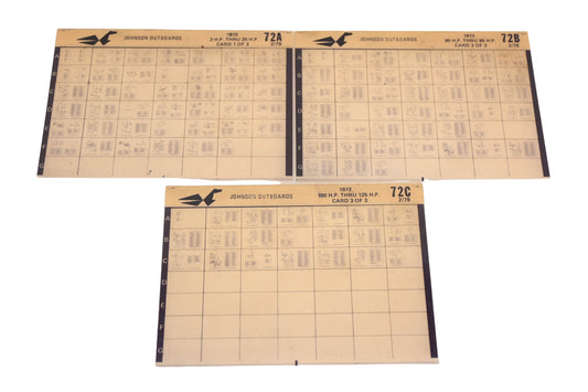 Johnson Outboard 72A, 72B, 72C 1972 2hp - 125hp Parts List Microfiches Rev:2/1979