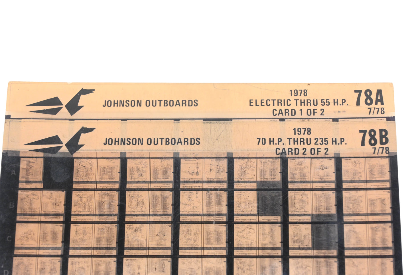 Johnson Outboard 78A, 78B 1978 Electric - 235hp Parts List Microfiches Rev:7/1978