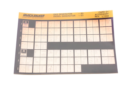 Quicksilver Card D1 Gas Generator-A3 Diesel Generator-E3 Accessory List Microfiche Rev:1-1990