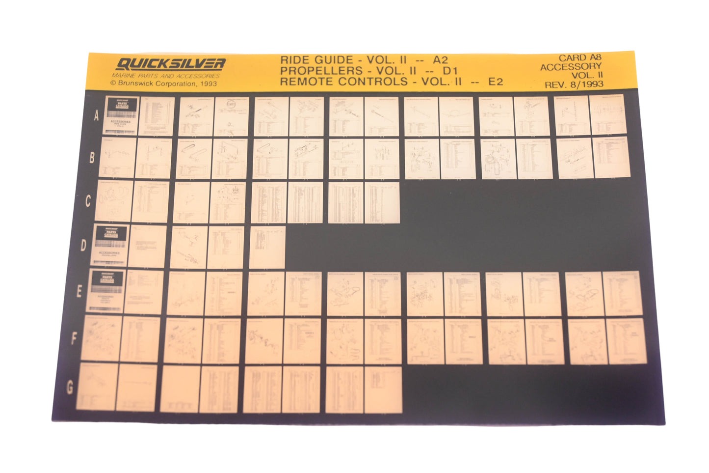 Quicksilver Card A8 Ride Guide-A2 Propellers-D1 Remote Controls-E2 Accessory Microfiche Rev:8/1993