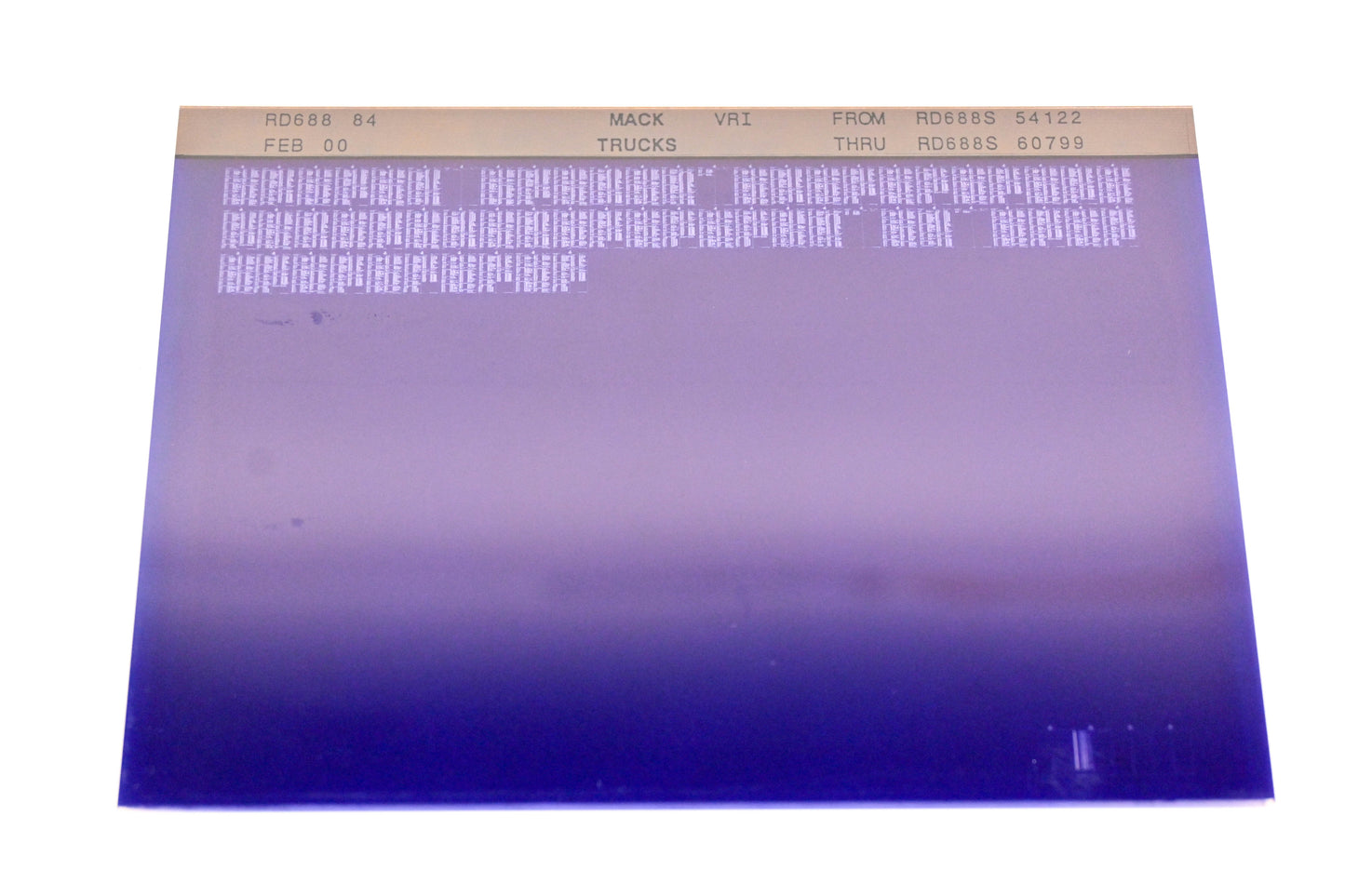 Mack RD688 84 RD688S54122 - RD688S60799 VRI Microfiche NOS