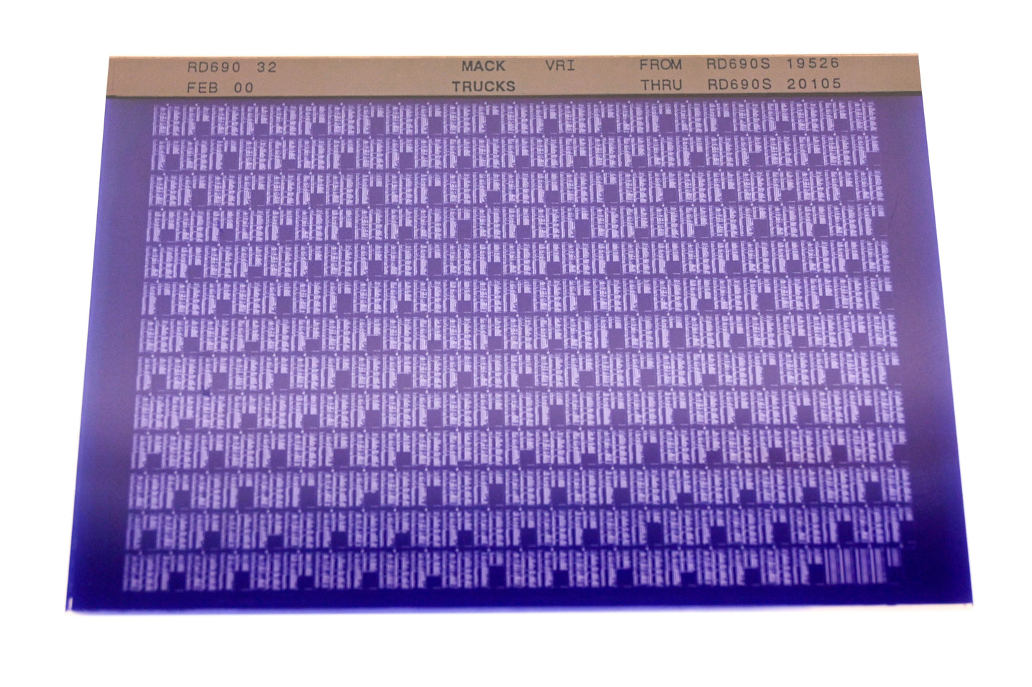 Mack RD690 32 RD690S19526 - RD690S20105 VRI Microfiche NOS