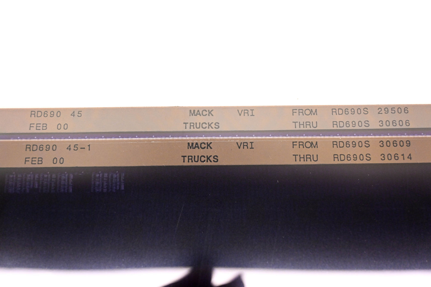 Mack RD690 45, RD690 45-1 RD690S29506 - RD690S30614 VRI Microfiche Lot of 2 NOS