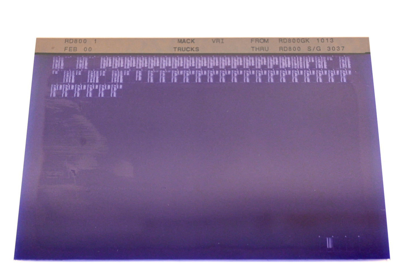 Mack RD800 1 RD800GK1013 - RD800 S/G 3037 VRI Microfiche NOS