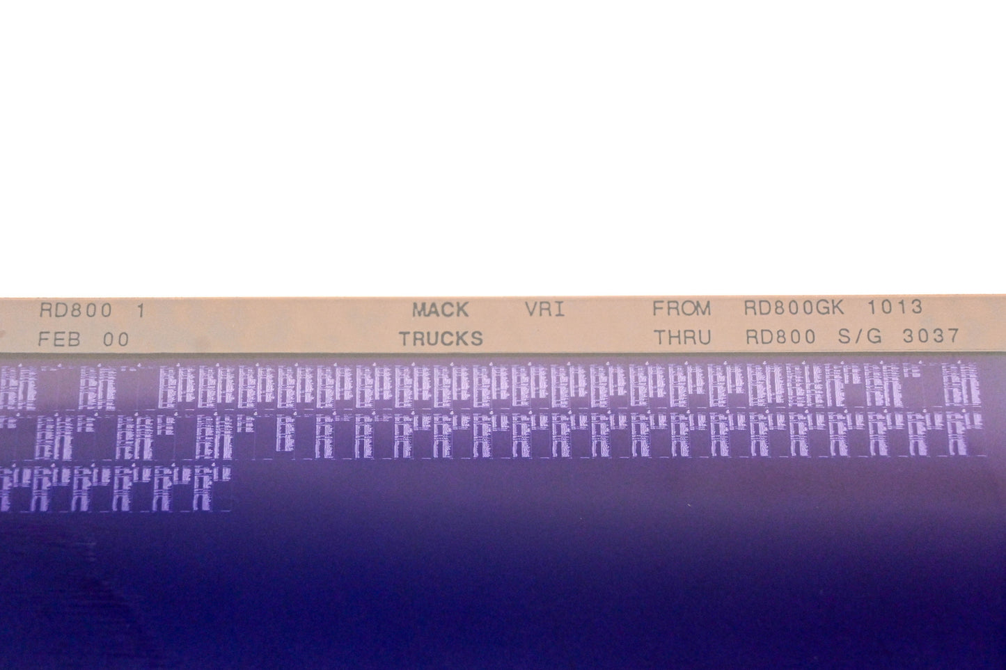 Mack RD800 1 RD800GK1013 - RD800 S/G 3037 VRI Microfiche NOS