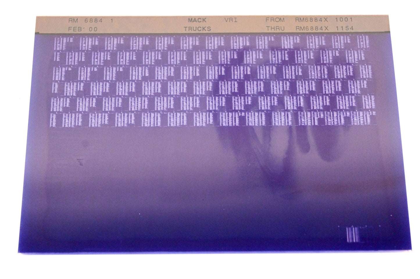 Mack RM6884 1 RM6884X1001 - RM6884X1154 VRI Microfiche NOS