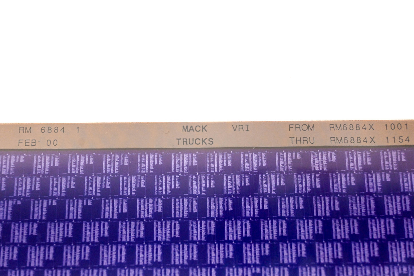 Mack RM6884 1 RM6884X1001 - RM6884X1154 VRI Microfiche NOS