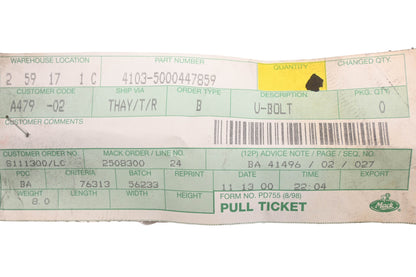 Mack 4103-5000447859, 5000447859 Renault U-Bolt NOS