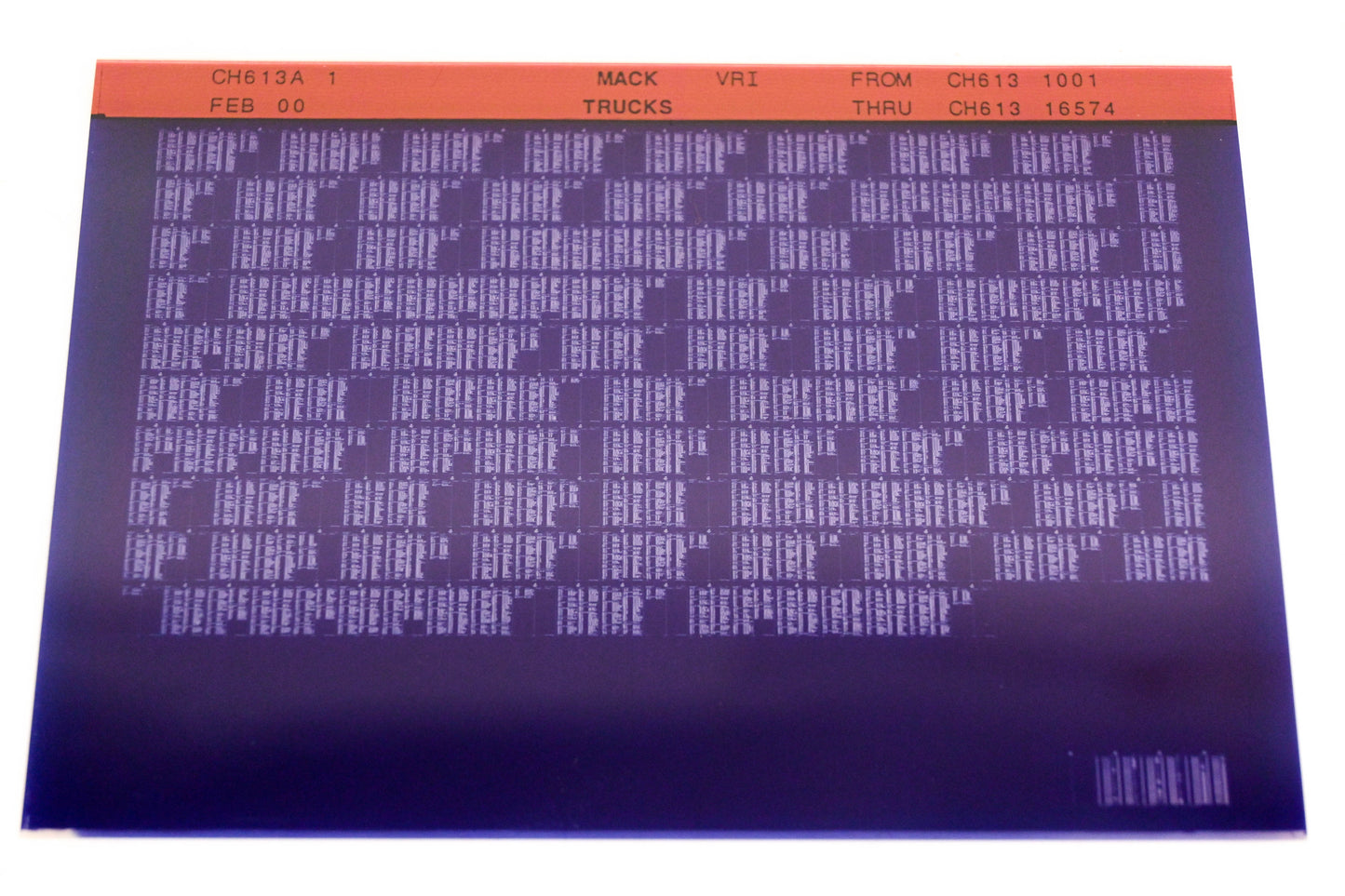 Mack CH613A 1 CH6131001 - CH61316574 VRI Microfiche NOS