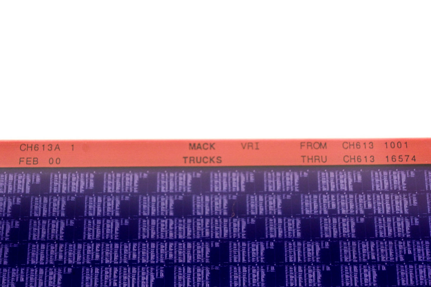 Mack CH613A 1 CH6131001 - CH61316574 VRI Microfiche NOS