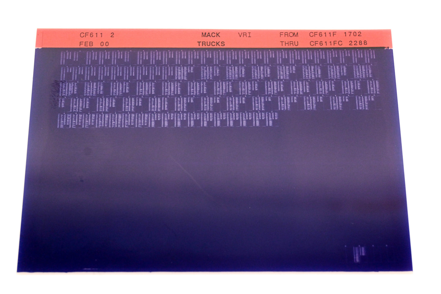 Mack CF611 2 CF611F1702 - CF611FC2288 VRI Microfiche NOS