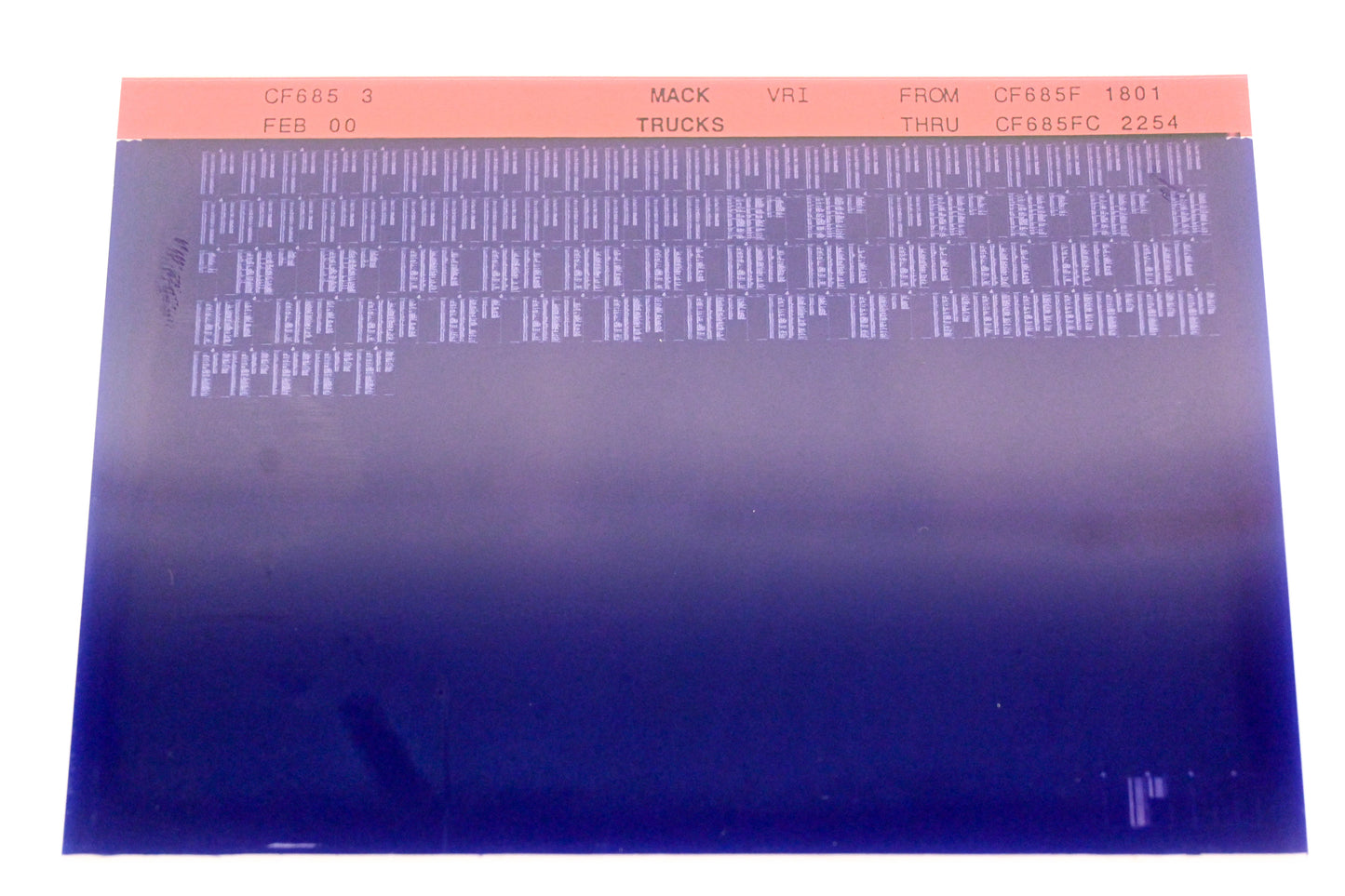 Mack CF685 3 CF685F1801 - CF685FC2254 VRI Microfiche NOS