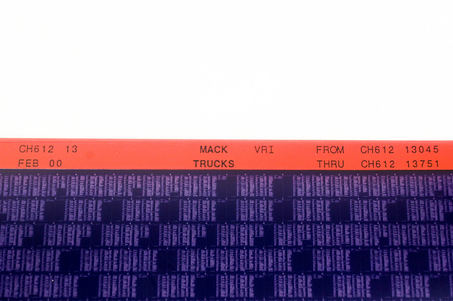 Mack CH612 13 CH61213045 - CH61213751 VRI Microfiche NOS