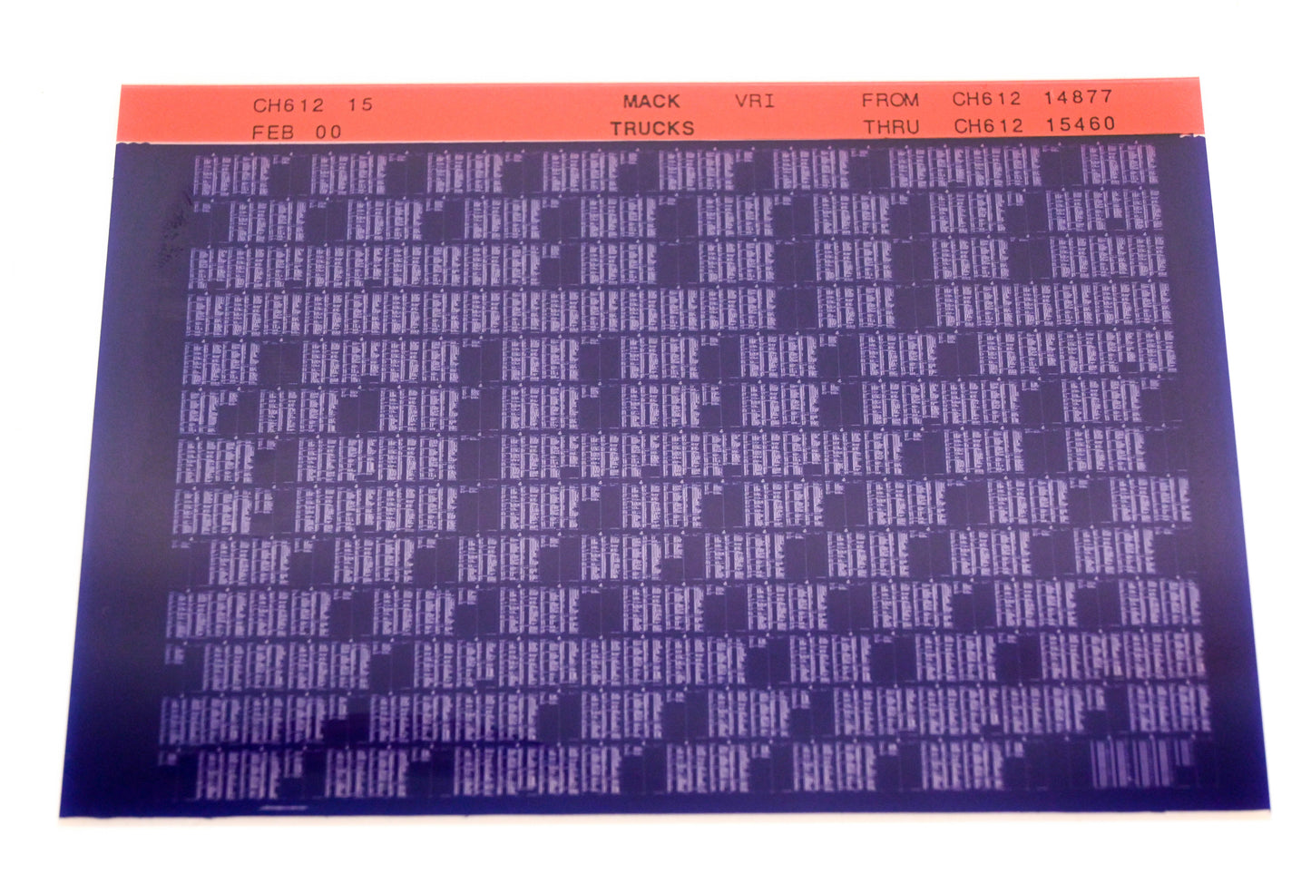 Mack CH612 15 CH61214877 - CH61215460 VRI Microfiche NOS