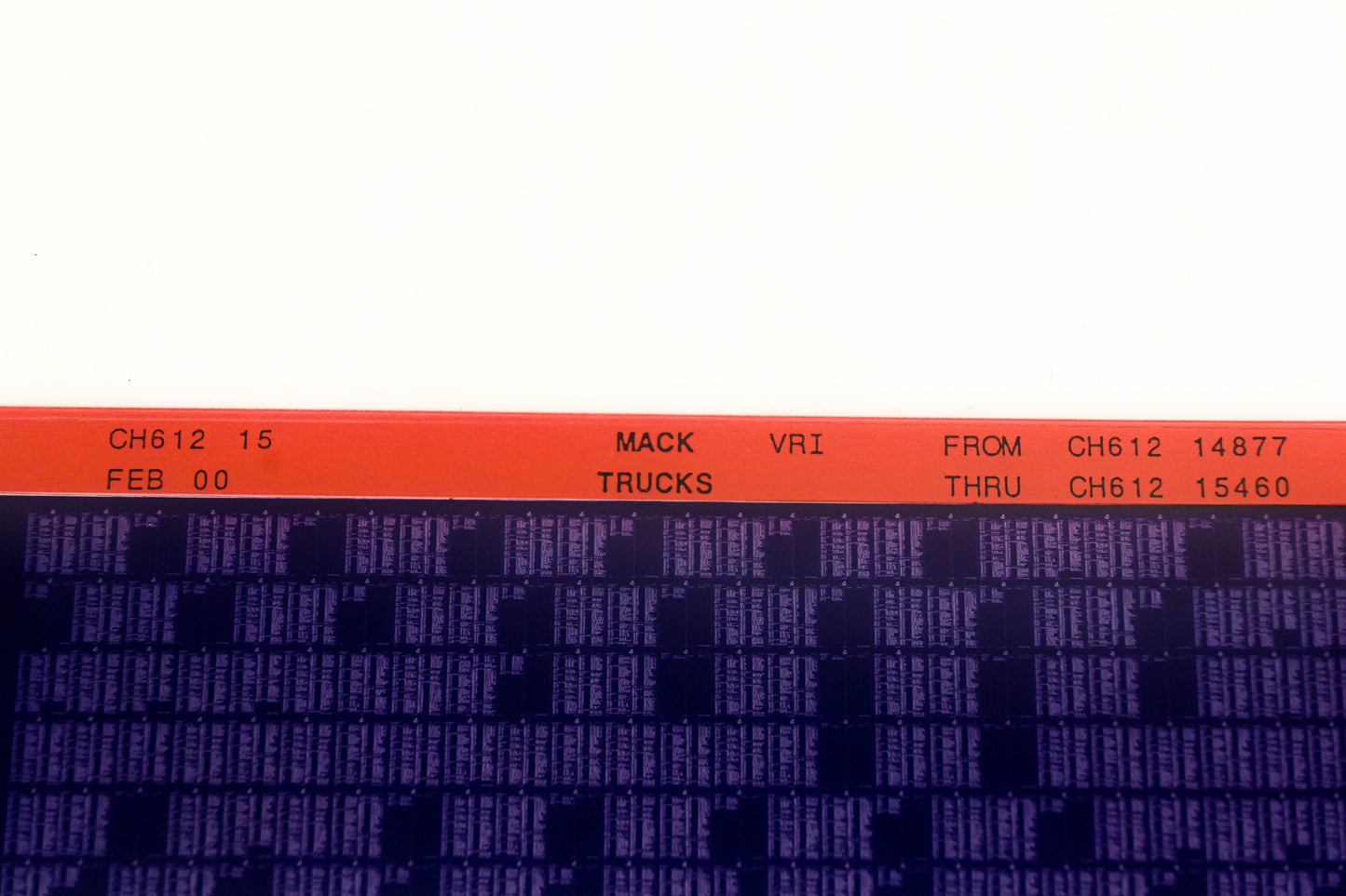 Mack CH612 15 CH61214877 - CH61215460 VRI Microfiche NOS