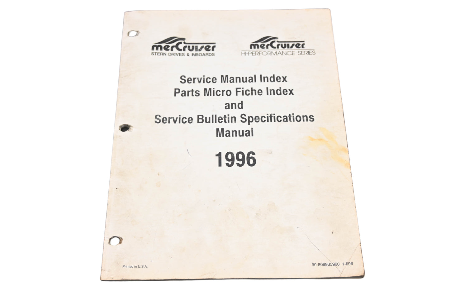 Mercruiser 90-806935960 1996 Service, Microfiche & Bulletin Manual