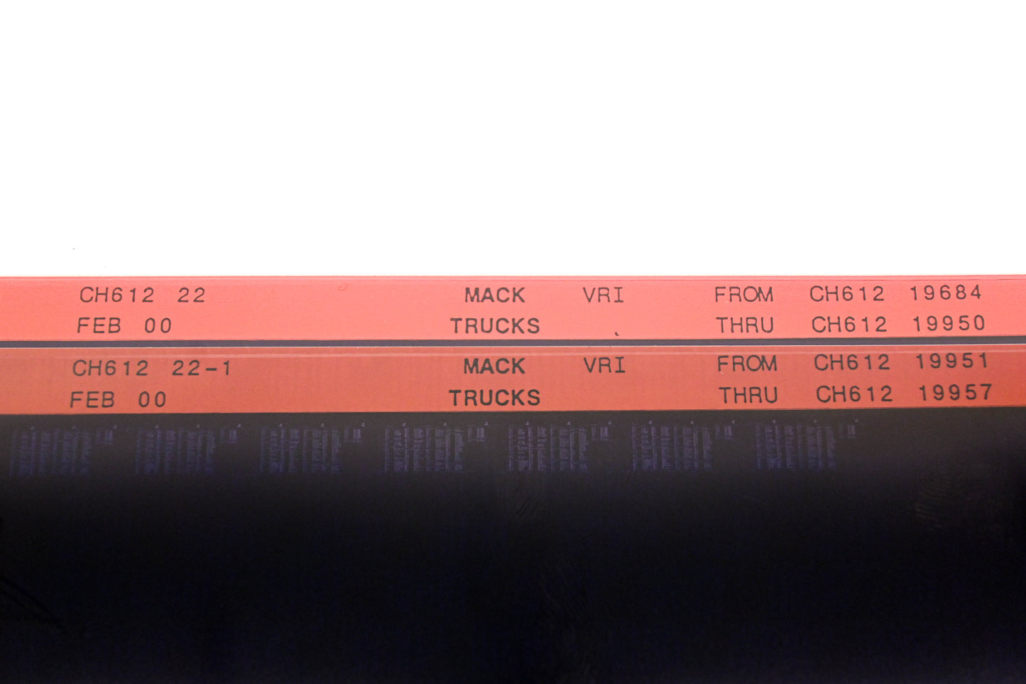 Mack CH612 22, CH612 22-1 CH61219684 - CH61219957 VRI Microfiche Lot of 2 NOS