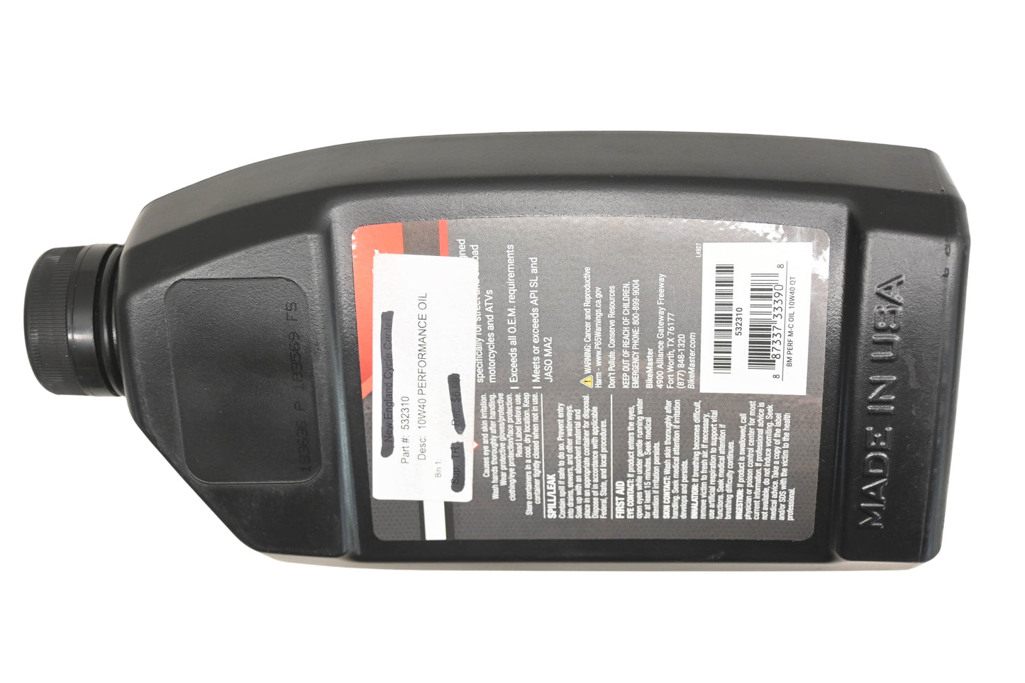 BikeMaster 532310 SAE 10W-40 Motorcycle Oil 1qt/32oz NOS