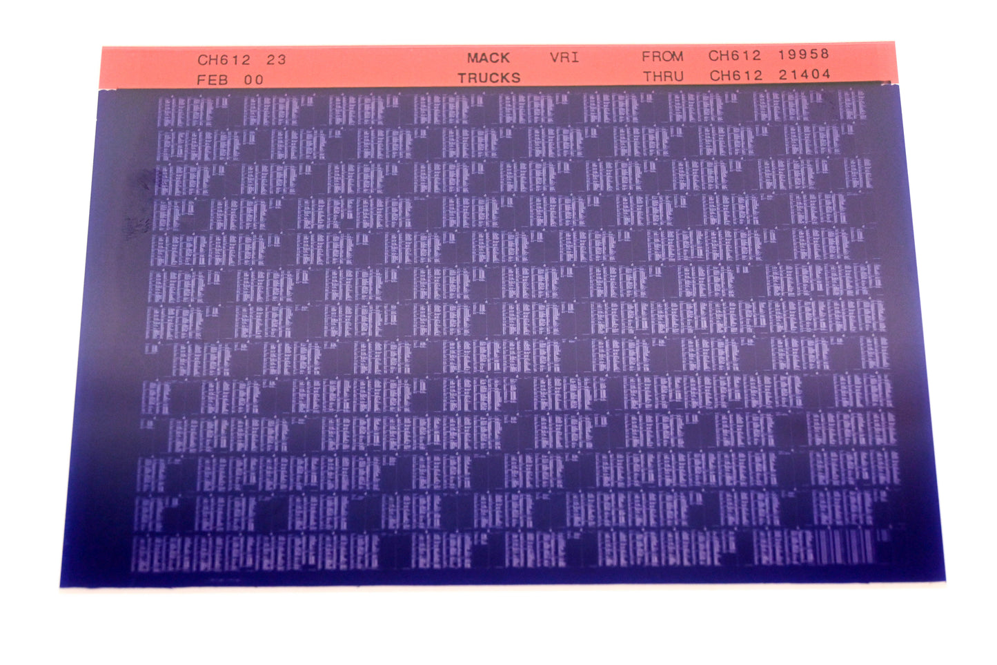 Mack CH612 23 CH61219958 - CH61221404 VRI Microfiche NOS
