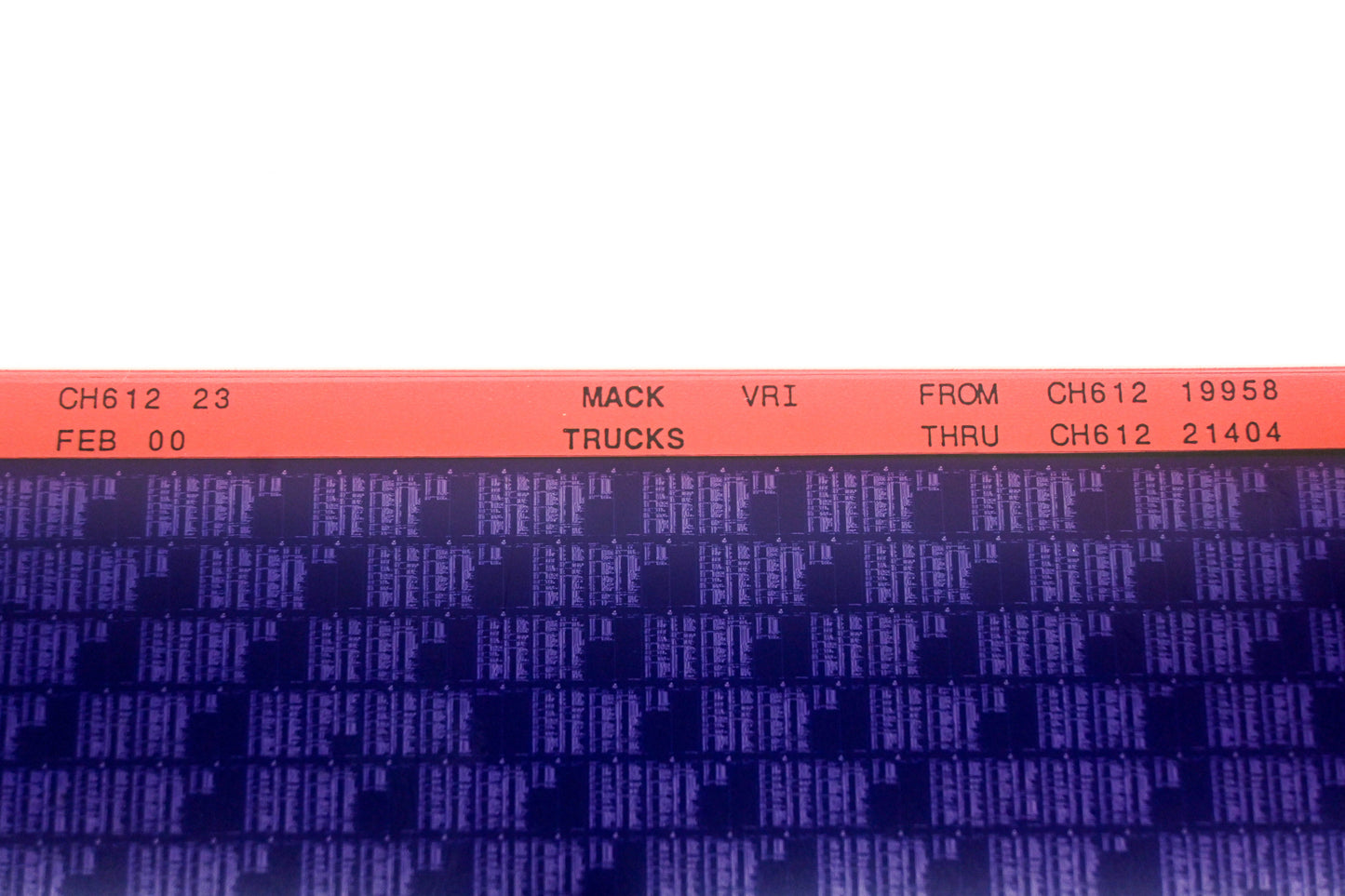 Mack CH612 23 CH61219958 - CH61221404 VRI Microfiche NOS