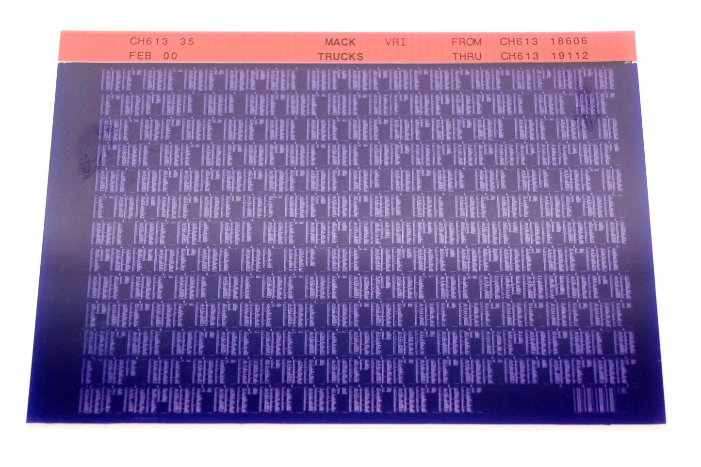 Mack CH613 35 CH61318606 - CH61319112 VRI Microfiche NOS
