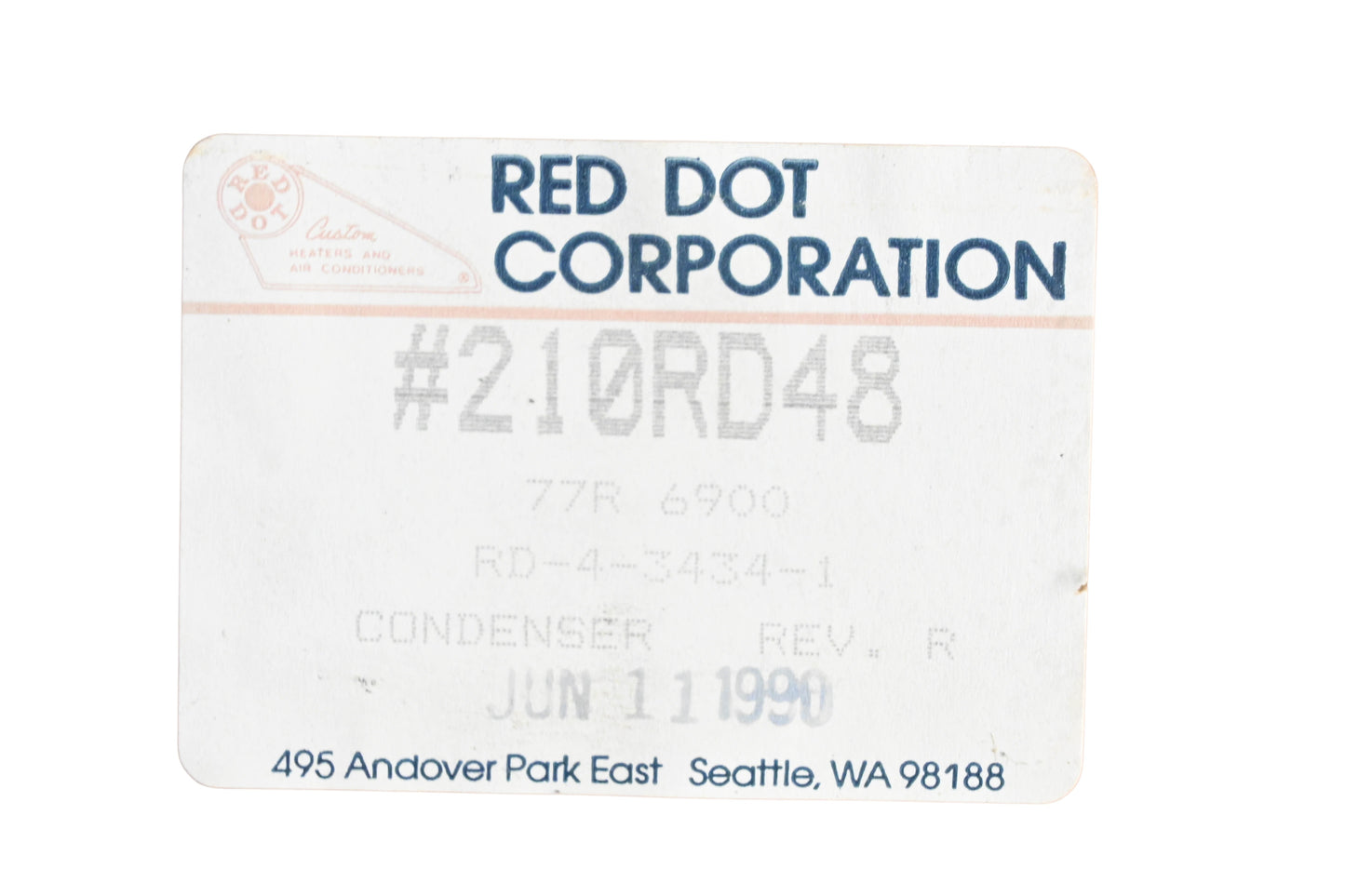 Red Dot 210RD48 A/C Condenser NOS