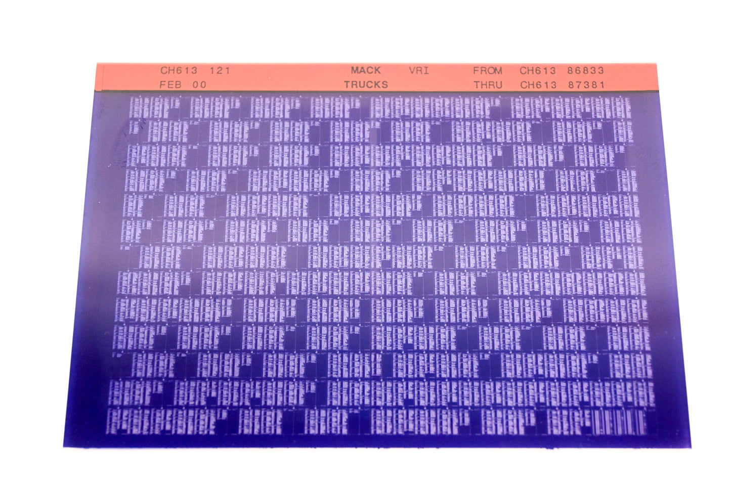 Mack CH613 121 CH61386833 - CH61387381 VRI Microfiche NOS