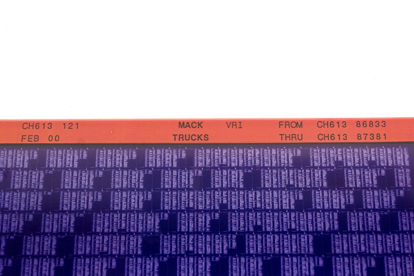 Mack CH613 121 CH61386833 - CH61387381 VRI Microfiche NOS