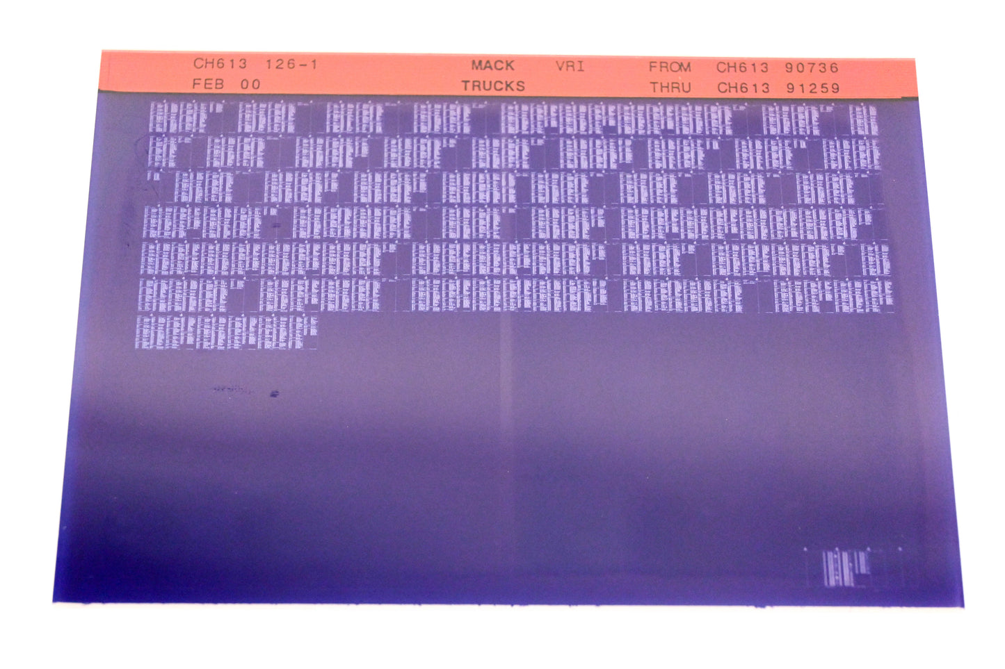 Mack CH613 126-1 CH61390736 - CH61391259 VRI Microfiche NOS