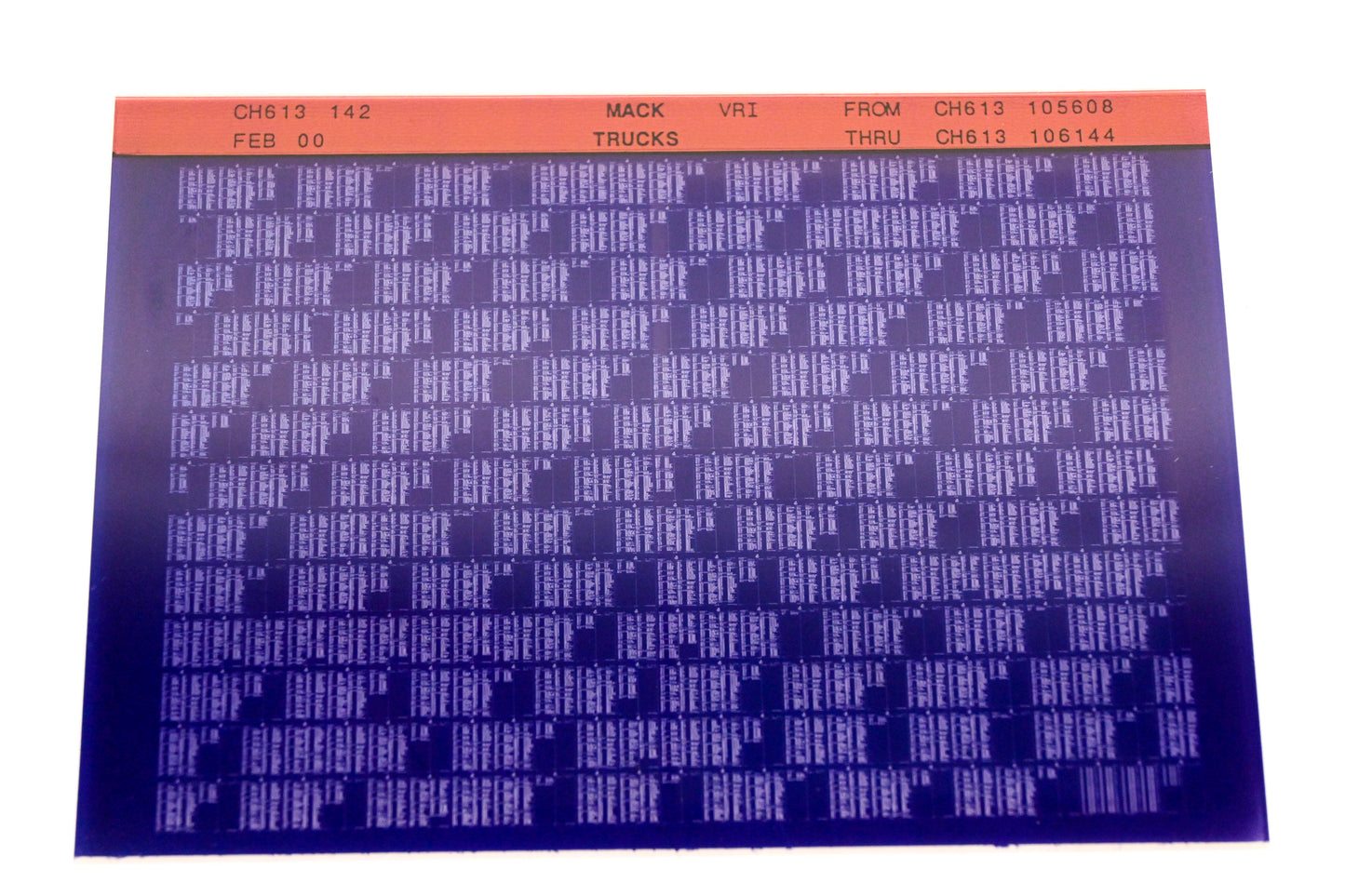 Mack CH613 142 CH613105608 - CH613106144 VRI Microfiche NOS