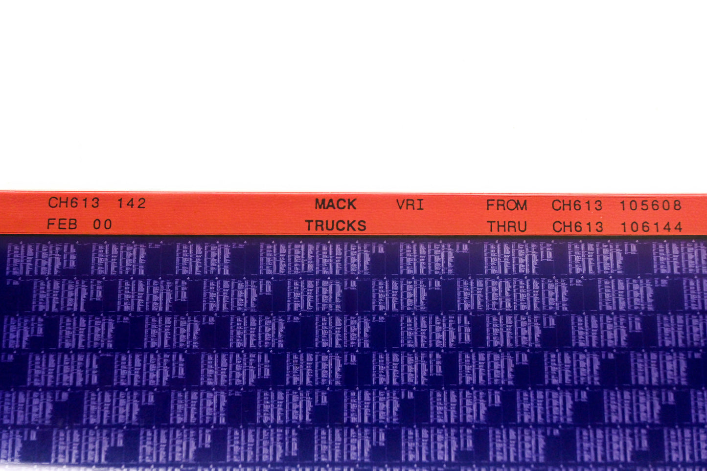 Mack CH613 142 CH613105608 - CH613106144 VRI Microfiche NOS