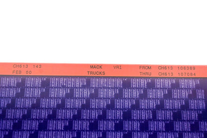 Mack CH613 143 CH613106389 - CH613107084 VRI Microfiche NOS