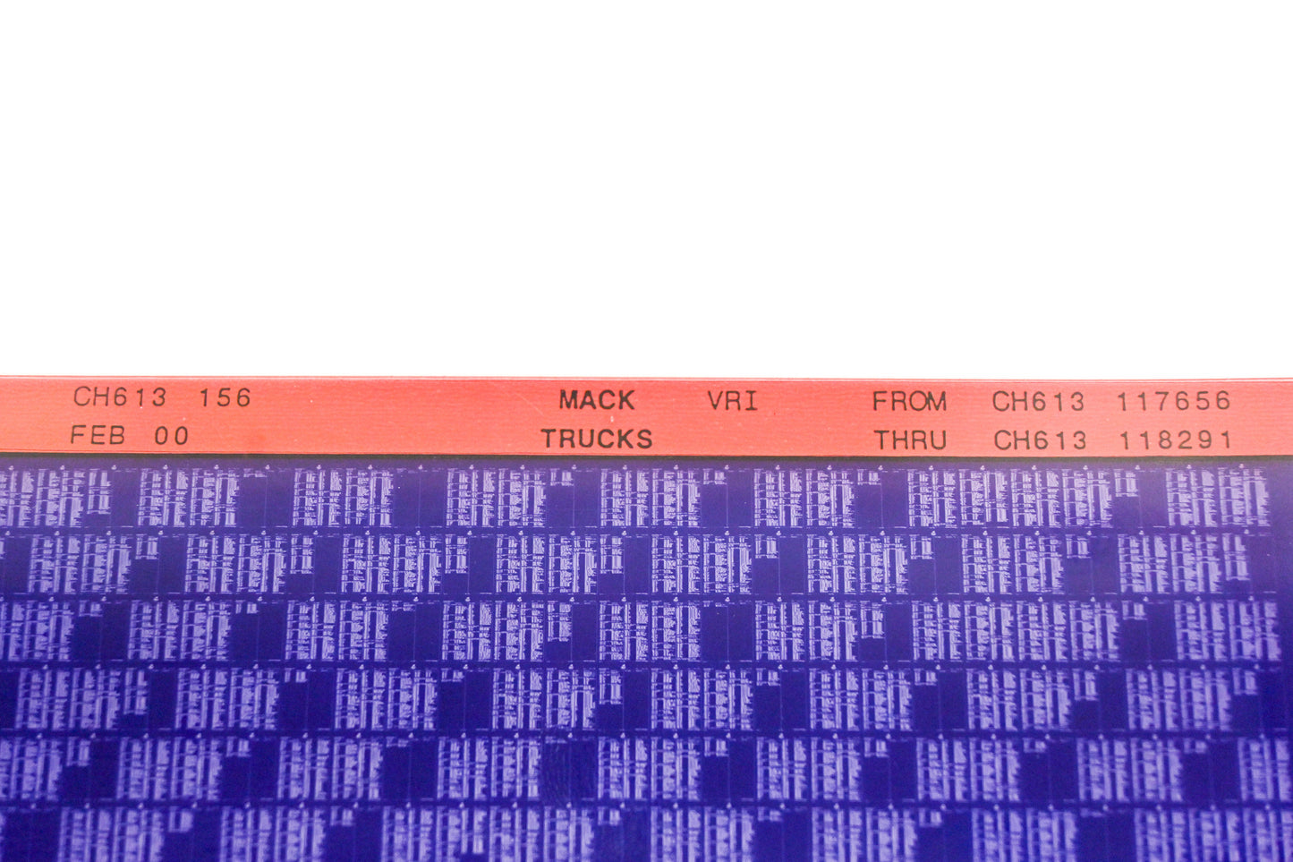 Mack CH613 156 CH613117656 - CH613118291 VRI Microfiche NOS