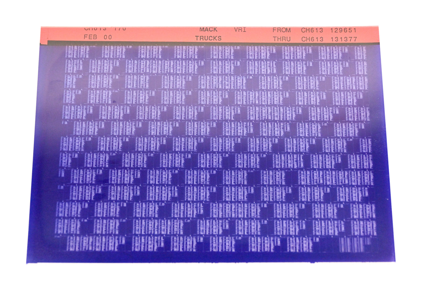 Mack CH613 170 CH613129651 - CH613131377 VRI Microfiche NOS