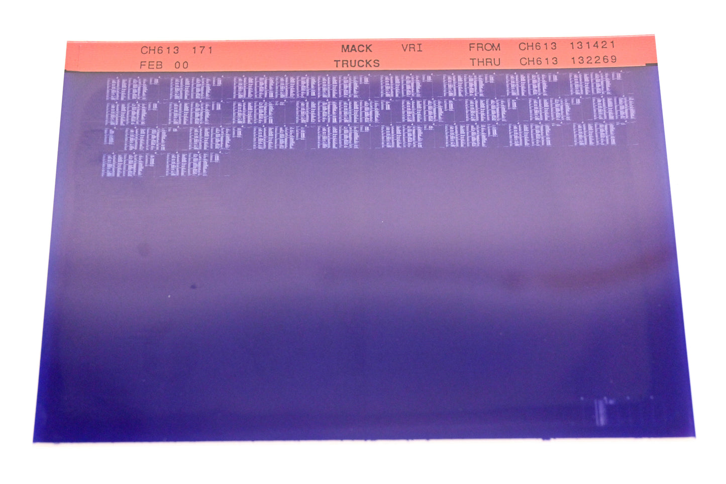 Mack CH613 171 CH613131421 - CH613132269 VRI Microfiche NOS