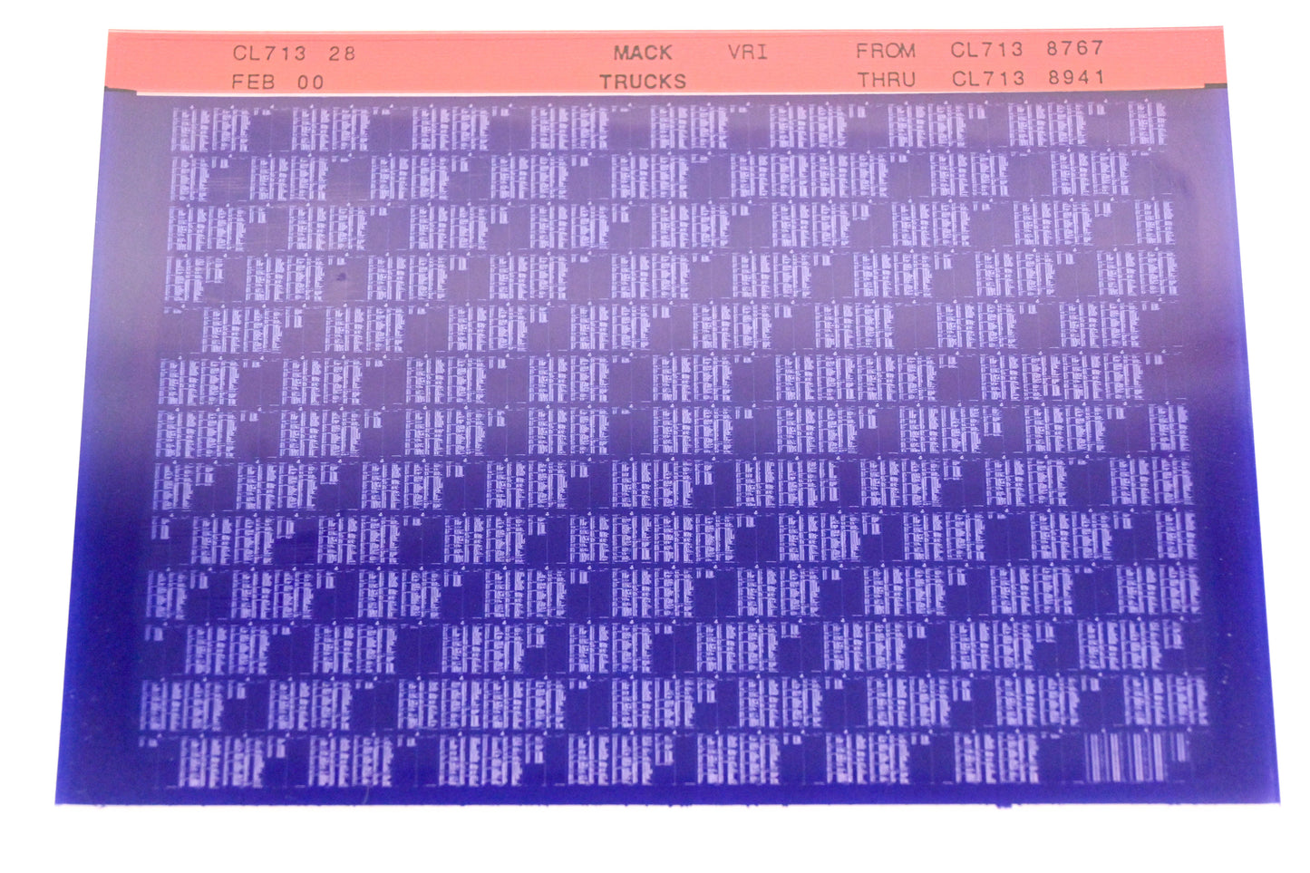 Mack CL713 28 CL7138767 - CL7138941 VRI Microfiche NOS