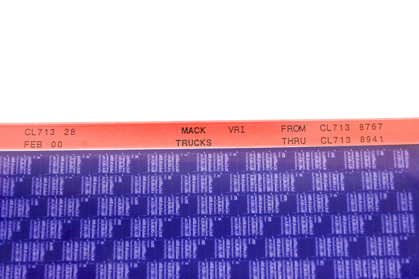 Mack CL713 28 CL7138767 - CL7138941 VRI Microfiche NOS