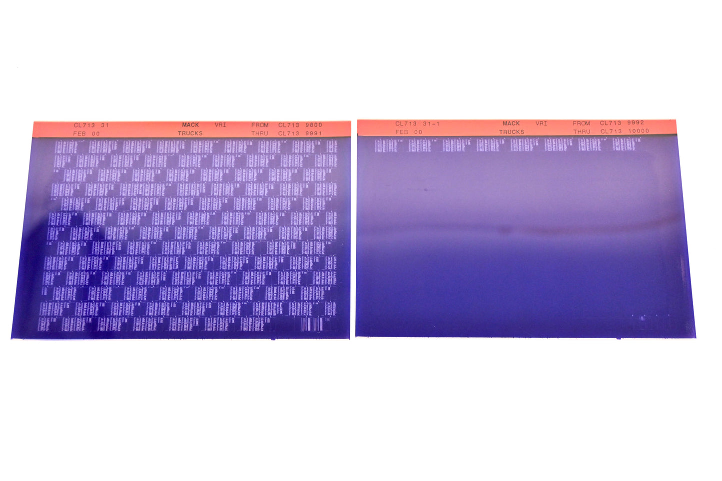 Mack CL713 31, CL713 31-1 CL7139800 - CL71310000 VRI Microfiche Lot of 2 NOS