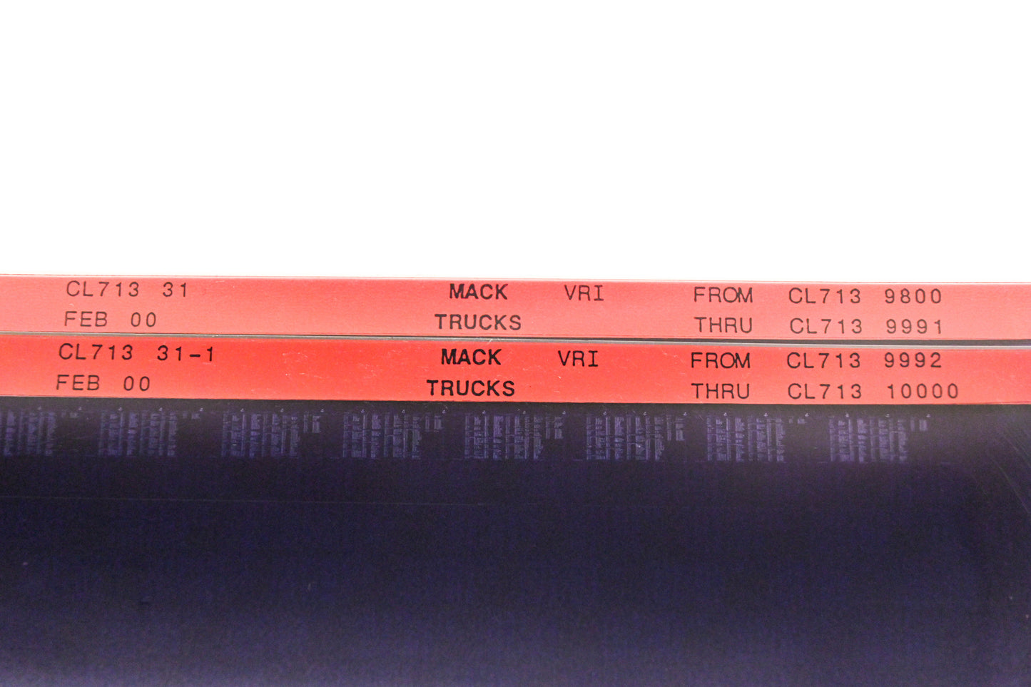 Mack CL713 31, CL713 31-1 CL7139800 - CL71310000 VRI Microfiche Lot of 2 NOS