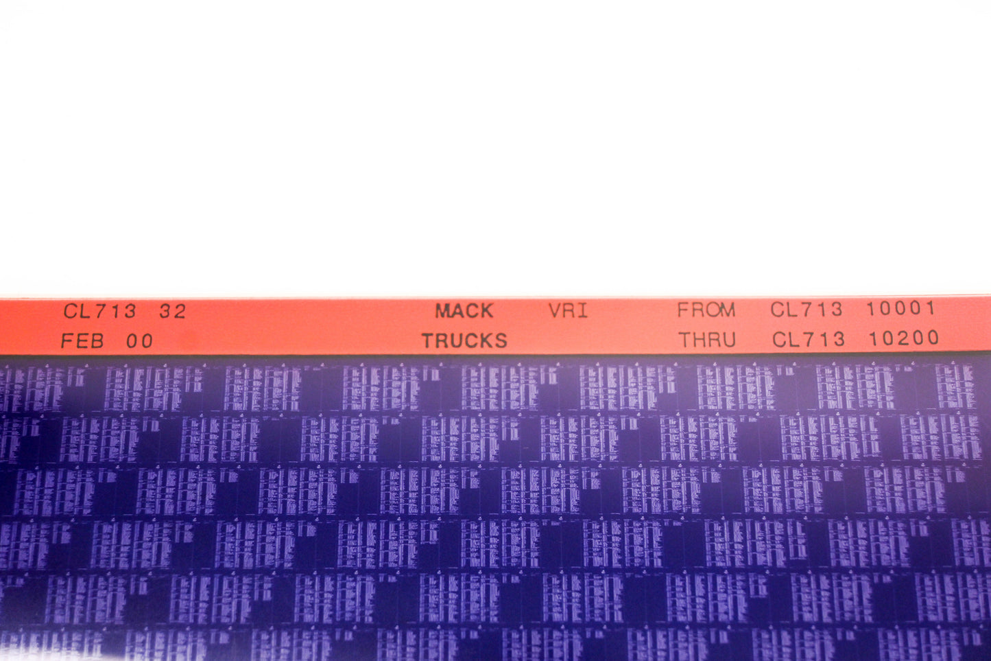 Mack CL713 32 CL71310001 - CL71310200 VRI Microfiche NOS