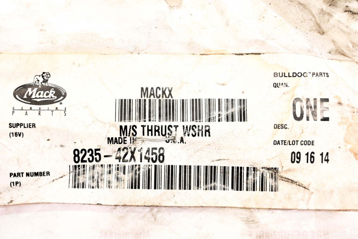 Mack 8235-42X1458, 42 X 1458 Meritor Mainshaft Thrust Washer NOS
