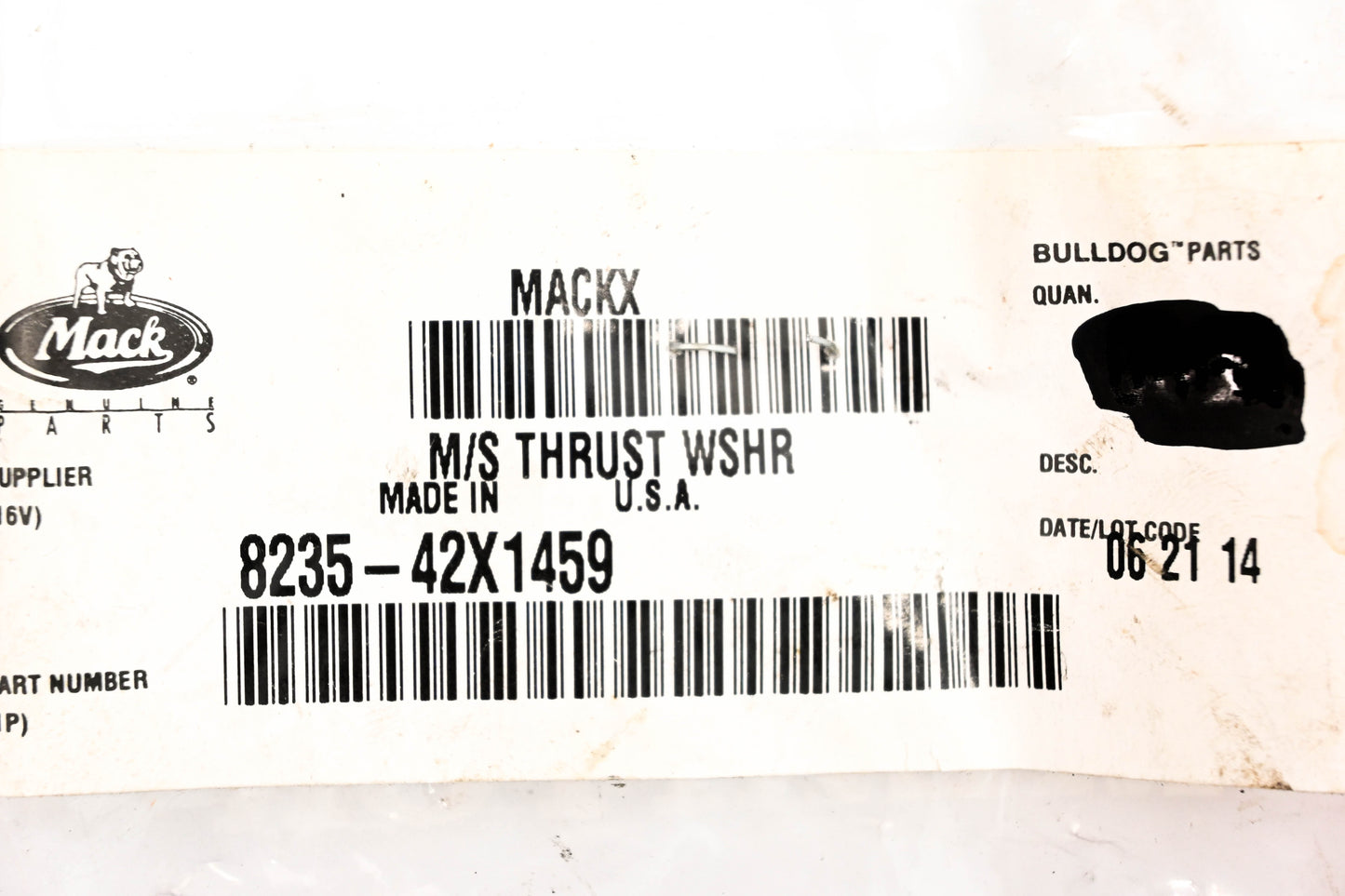Mack 8235-42X1459, 42 X 1459 Meritor Mainshaft Thrust Washer NOS