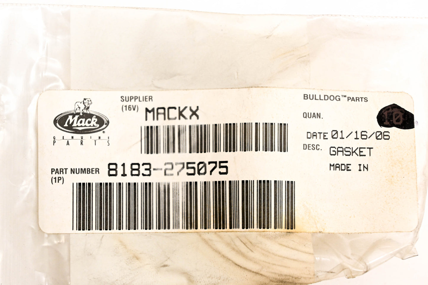 Mack 8183-275075 Gasket NOS