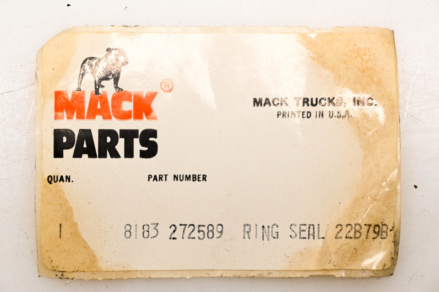 Mack 8183-272589 Ring Seal NOS