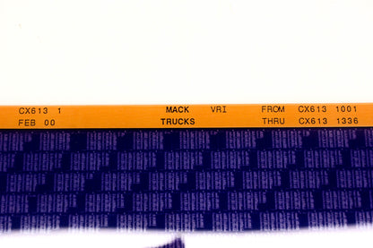 Mack CX613 1 CX6131001 - CX6131336 VRI Microfiche NOS