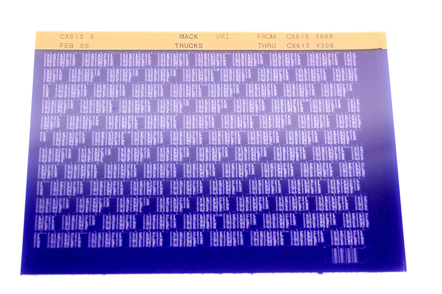 Mack CX613 6 CX6133868 - CX6134306 VRI Microfiche NOS