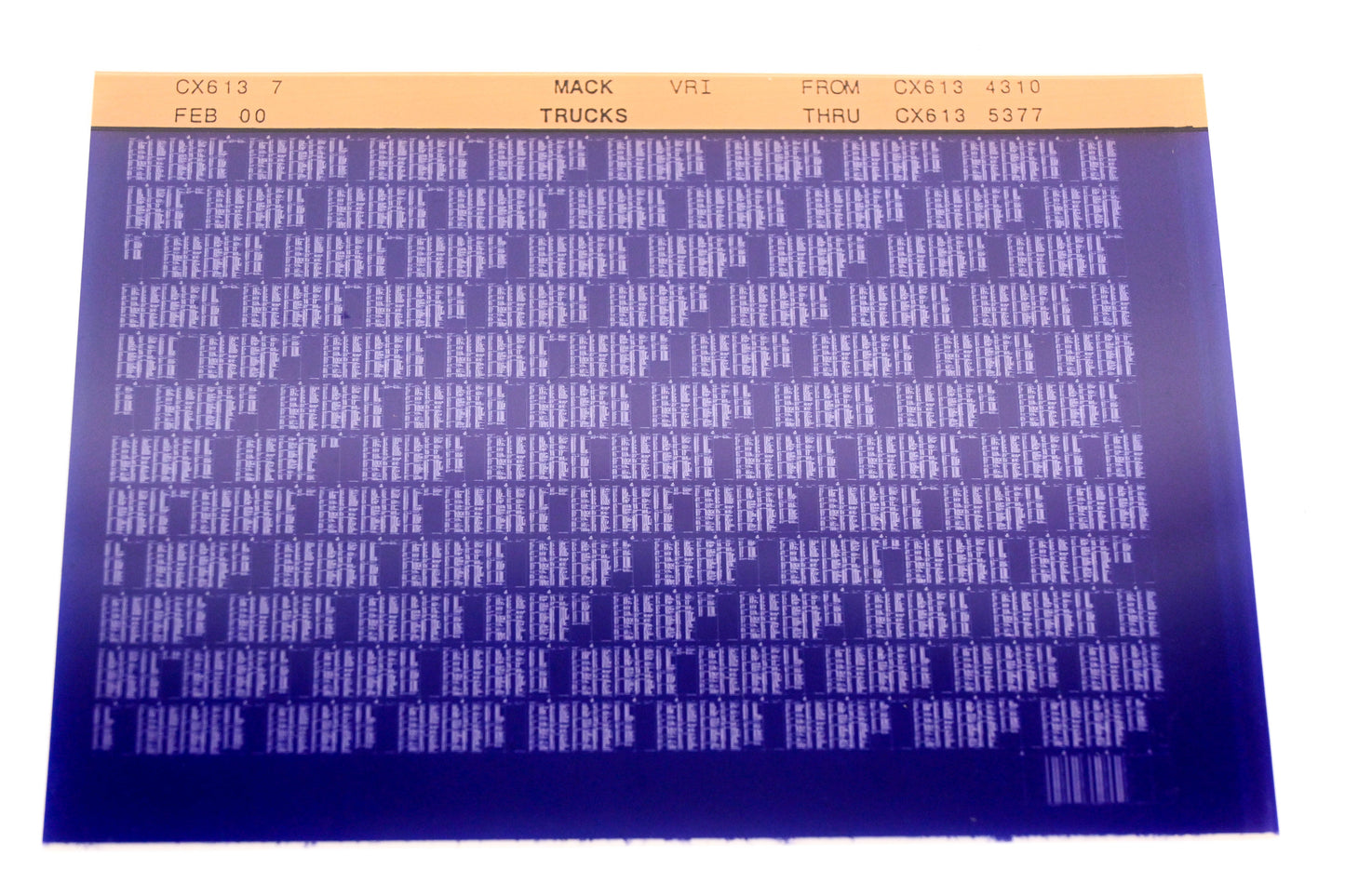 Mack CX613 7 CX6134310 - CX6135377 VRI Microfiche NOS