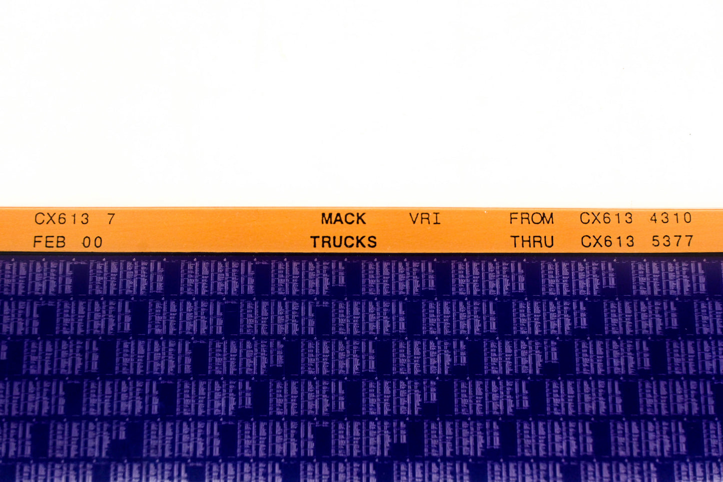 Mack CX613 7 CX6134310 - CX6135377 VRI Microfiche NOS