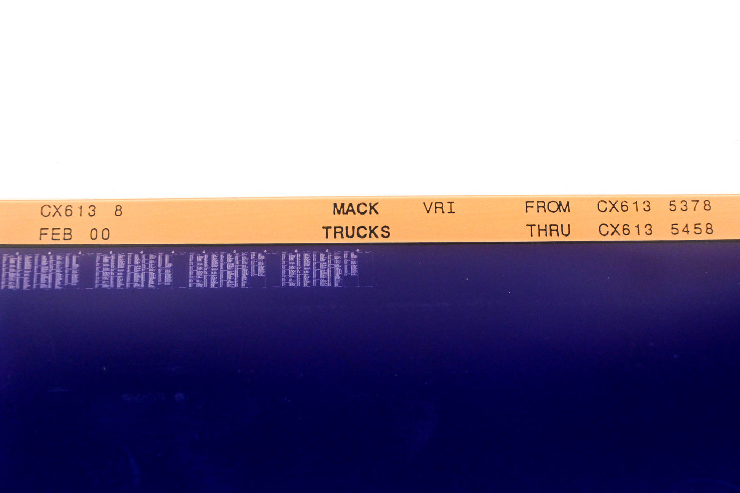 Mack CX613 8 CX6135378 - CX6135458 VRI Microfiche NOS