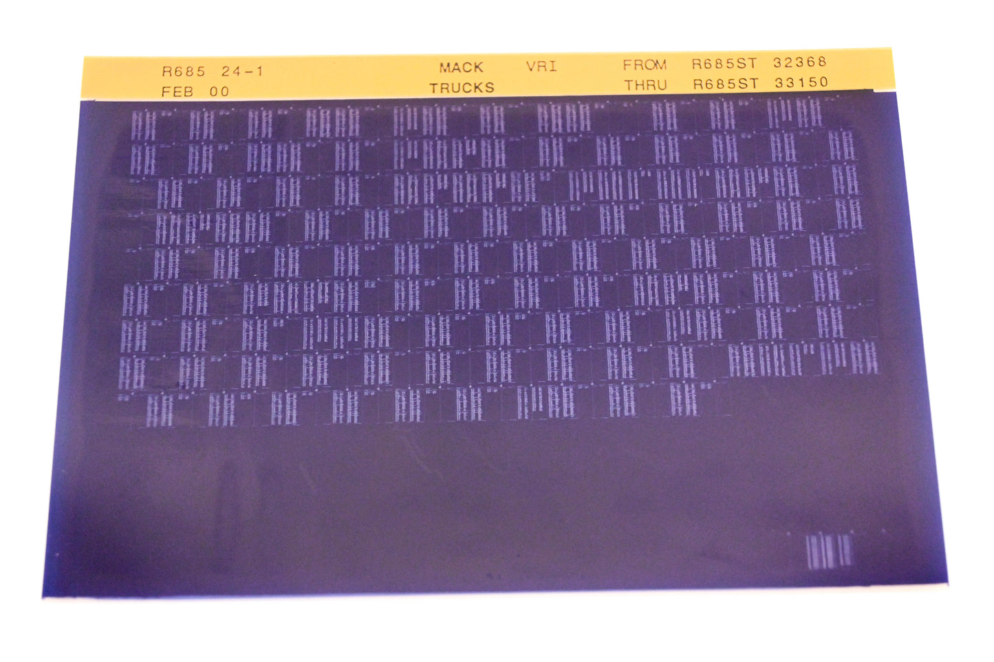 Mack R685 24-1 R685ST32368 - R685ST33150 VRI Microfiche NOS
